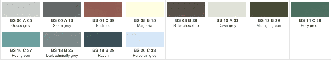 BS4800 Colour Chart