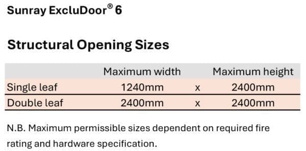 Sunray ExcluDoor 6 Maximum Sizes 600x297 MF